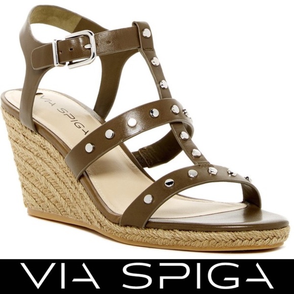Via Spiga Shoes - S O L D Indya Studded Leather Wedge Sandals